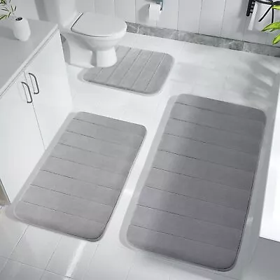 Plush Memory Foam Bathroom Mats Set Non-Slip Machine Washable 3 PCS • $29.99