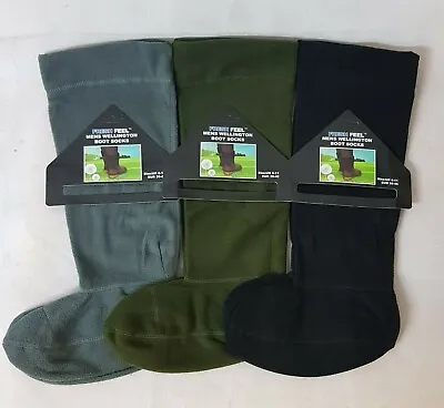  Mens Plain Welly Liners Winter Warmers Fleece Wellington Boot Winter Socks 6/11 • £5.99