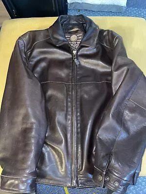 Marc New York Andrew Marc Leather Bomber Jacket Mens BROWN Zip Front SZ XL • $75