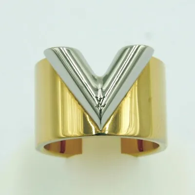 LOUIS VUITTON Logo Essential V Ring Size M Gold-plated SV M61085 Italy • £150.54