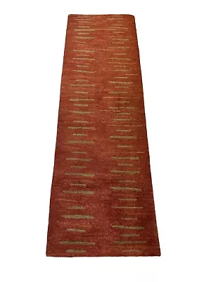 Modern Gabbeh Red Runner Rug Hand-Knotted 9.7 X 3 Carpet • $195