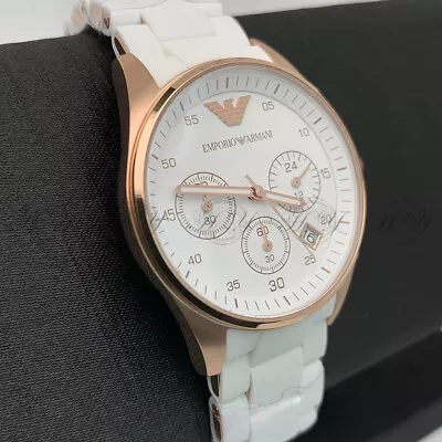 New In Box Emporio Armani AR5920 Rose Gold & White Sportivo Women Ladies Watch • $157