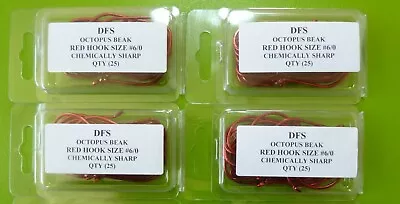 100 DFS 6/0 RED SNAPPER OCTOPUS BEAK Suicide Fishing Hooks 2X STRONG • $16.01