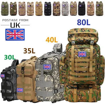 30L/40L/80L/120L Waterproof Backpack Camping Hiking Bag Outdoor Travel Rucksacks • £26.59