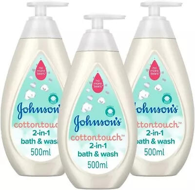 £15.99 • Buy 3 X Johnson's Baby Cotton Touch 2-in-1 Bath & Wash 500ml – Sensitive Skin