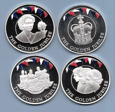 4 Falkland Islands 2002 Sterling Silver 50p Crown Coins + Certs. Job Lot. • £110
