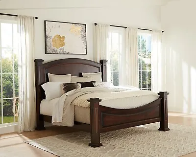 IN STOCK - Amish Traditional Post Bed Curved Headboard Solid Wood King Queen • $2999