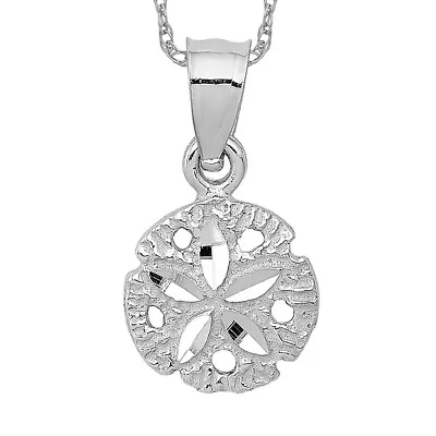 14K White Gold Sand Dollar Sea Star Starfish Necklace Charm Pendant Chain 20 ... • $409