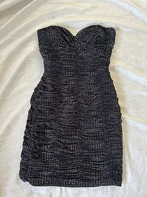 Vicky Tiel Strapless Ruched Black Cocktail Dress Sz 0 • $64