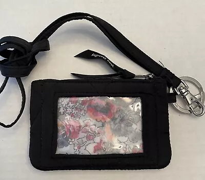 Vera Bradley Ultralight Zip ID Case And Lanyard- Black- NWT • $19