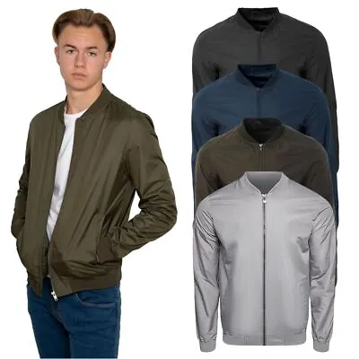 Mens Lightweight Bomber Jacket For Men Elasticated Cuff Smart Casual Coats S-2XL • £14.99