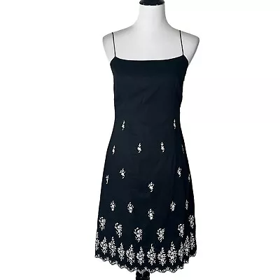 Vivienne Tam Floral Embroidered Dress Black White Sleeveless Women's Size 2 • $89.10