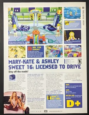 Mary Kate Ashley Sweet 16 Article Print Ad Game Poster Art PROMO Original PS2 GC • $4.99