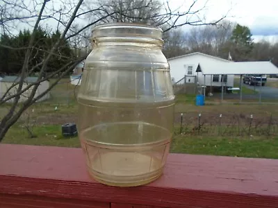 Vintage 1 Gallon Glass Pickle Barrel Shaped Jar • $15