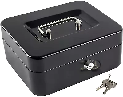 Large Steel Cash Box Safe Chest Key Lock Money Document Cash Jewelry NEW • $24.99