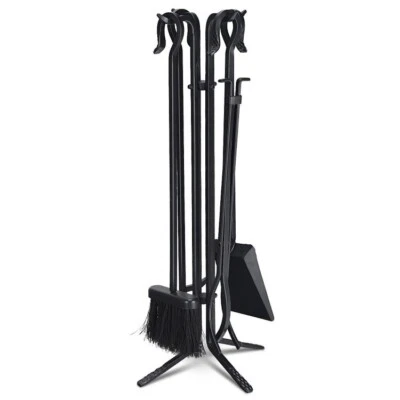 $60.49 • Buy 5Pcs Fireplace Tools Set Standing Organizer Iron Fireplace Holder W/ Accessories