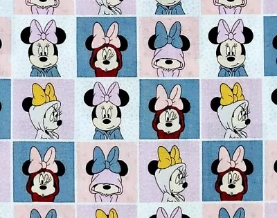 Lots Of Minnie Mouse Disney Patchwork Pink Blue Cotton Quilt Fabric 1 Yard • £9.64