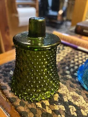 Vintage Votive Holder Green Glass Hobnail • $12