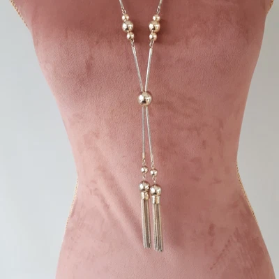 £4.99 • Buy M&S Long Chained & Tassel Pendant Necklace / Costume Jewellery Retro Glam