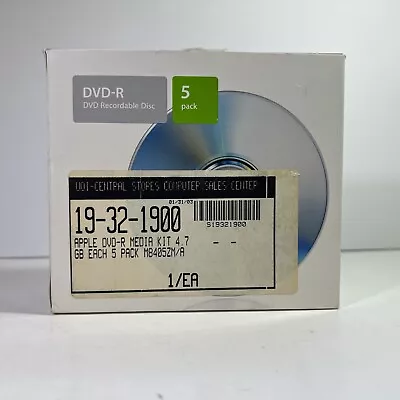 Vintage Apple DVD-R 4.7GB Recordable Disc 5-Pack M8405ZM/A 2001 - New • $19.97