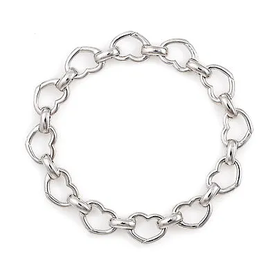 Aaron Basha Heart Link Bracelet Estate 18k White Gold 7.25  Designer Jewelry • $3750