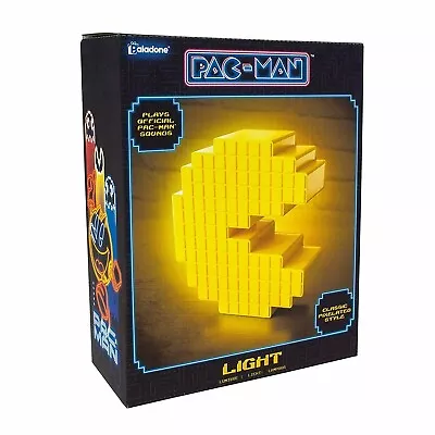 Pac Man Pixelated Night Light Mood Lamp USB Motion Sensor Plays Pac-Man SOUND • £12.99