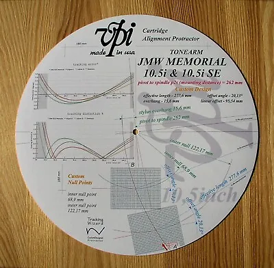 VPI JMW Memorial 10.5i & 10.5i SE Custom Designed Tonearm Alignment Protractor • $36.99