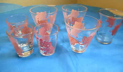 Eight Pink Elephant Drink Glasses MCM Bar Ware Vintage Say When • $49.95