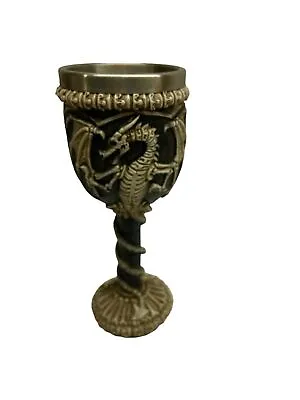 Medieval Dragon Skeleton Ossuary Chalace 7.25 In Black Cream Wine Glass • $15.69