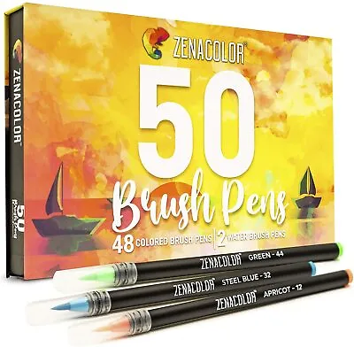 $16.95 • Buy Zenacolor 48 Watercolor Brush Pens, Multicolor Art Paintbrush Tip Markers