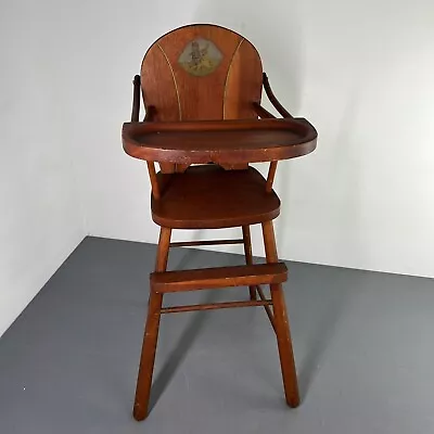 VTG 1950's Wooden Doll High Chair 29  With Pullover Tray Peter Rabbit 3677 • $85.74