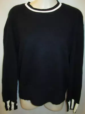 Phillip Lim Missing Label 100% Cashmere Navy Cream 3/4 Slv Sweater May Fit S M • $29.95