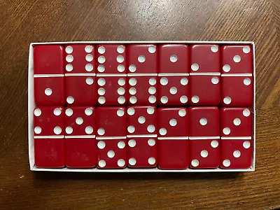 Vintage PUREMCO #616 Standard Size Marblelike DOMINOES 2  X 1  X .25  Red • $24.99