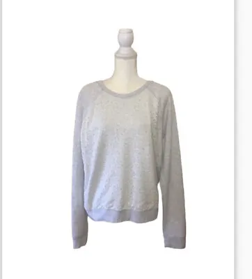 PINK Victoria’s Secret Gray Pullover Top Sweatshirt Lace Front Long Sleeves L • $9.99