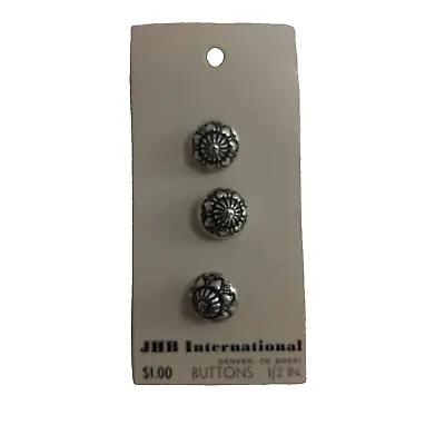 Vintage JHB International Buttons Silver Black Hearts Metal Sewing Crafts New • $0.99