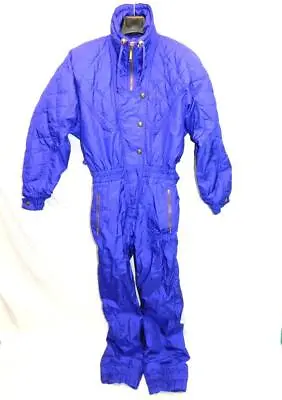 Vintage Fera 12 M Purple Snowsuit One Piece Ski Wear Snow Pants Coat Zip Up 80s • $59.99