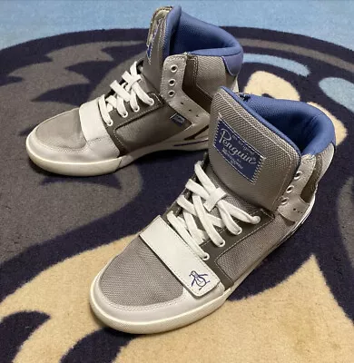 MEN PENGUIN HI-TOP TOE STRAP CASUAL ATHLETIC SNEAKER Shoe 10.5 White Blue Pewter • $49.99