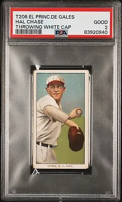 T206 Hal Chase Throwing White Cap PSA 2 El Principe De Gales Back EPDG • $950