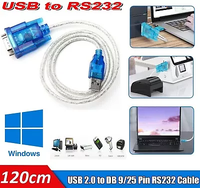 USB To 9-Pin DB9 RS232 Serial Cable Adapter Converter Win10 Win8 Win7 32/64 Bit • $18.98