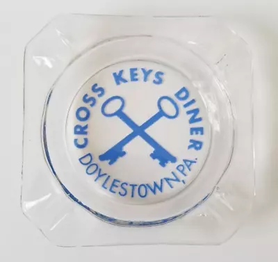 Vintage Cross Keys Diner Doylestown Pennsylvania PA Glass Ashtray • $12