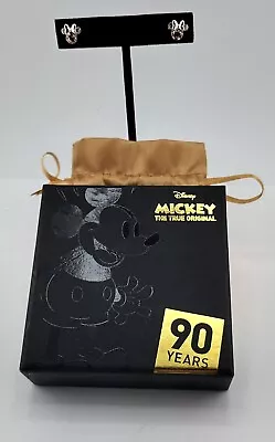 Disney Minnie Mouse Silhouette 925 Silver Stud Earrings & 90th Anniversary Box • $0.99