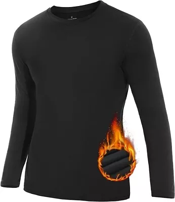 SIMIYA Mens Long Sleeve Thermal Tops Crew Neck Thermal Underwear Winter Warm • £7.99