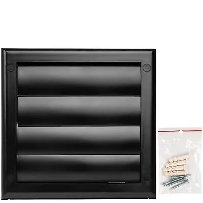 ø4  Inch Black Square Exhaust Vent Cover - Louvered Dryer Duct Vent Cover - V... • $18.72