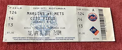 2012 New York Mets Ticket Vs Marlins Johan Santana 11 Ks 3-Hitter • $9.99