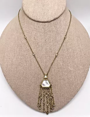 JUDITH RIPKA Gold-Plated SS Mother Of Pearl & Cubic Zirconia Drop Necklace - NWT • $199.95