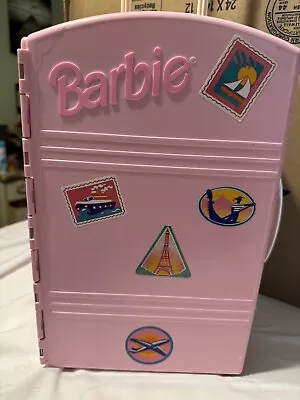 Vintage Barbie 1995 Take Along Travel Luggage Suit Case House Matte Pink • $35