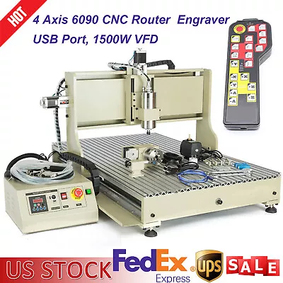 USB 1.5KW 4 Axis 6090 CNC Router Milling Engraving Engraver Cutting Machine+RC • $1850.70