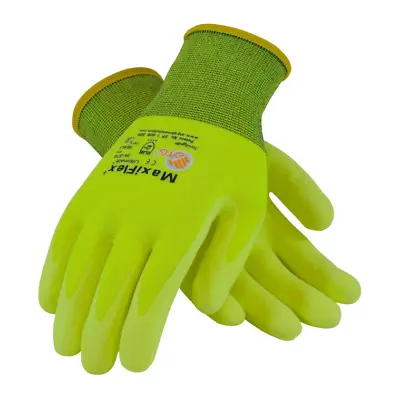 ATG 34874FY Maxiflex Ultimate Hi-Vis Seamless Nitrile Nylon And Lycra Gloves • £5.99