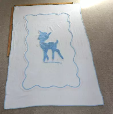 Vintage Chenille Cover Of Fawn - Childs Bedspread  42  X 64  Baby Crib • $22.99