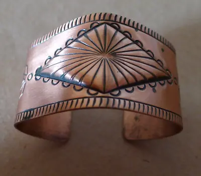 Vintage Solid Copper Southwest Traditional Design Braclet Stamped CMWO • $19.99